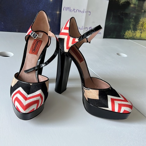 Missoni made in Italy high heeled size 7M(37) ankle a wrap Mary Jane shoes - Picture 7 of 16